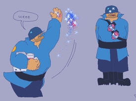 carl's fascination with the colors red, white and blue